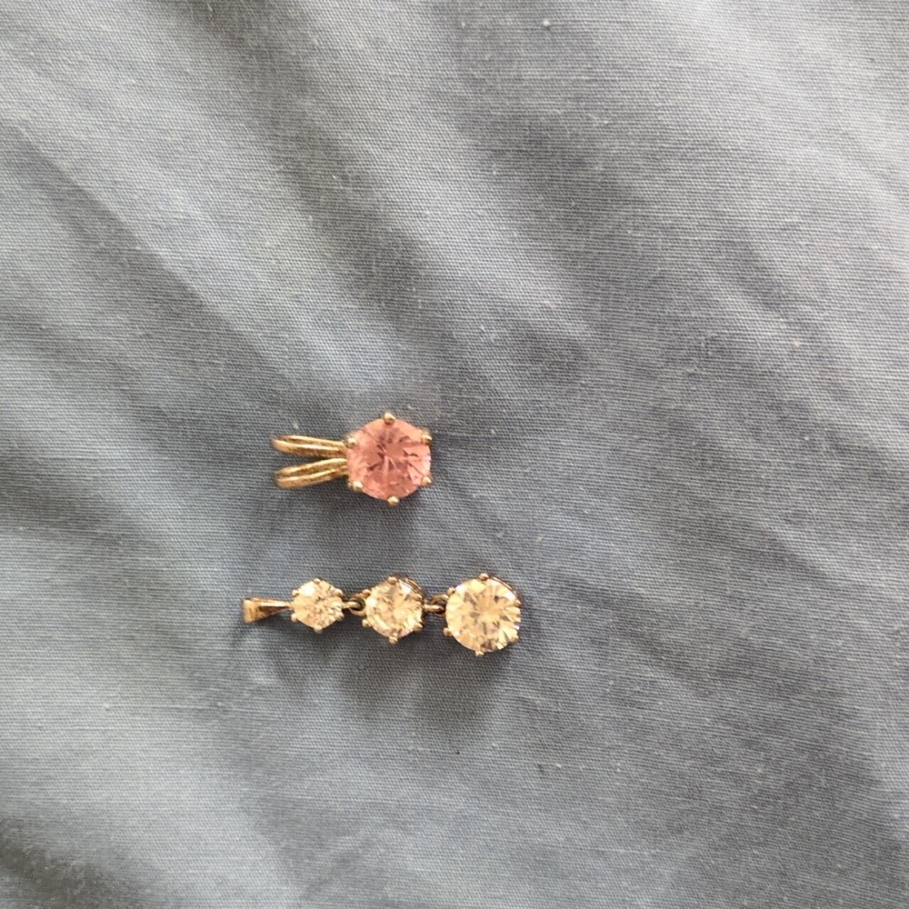 Elegant Faux Diamond and Faux  Pink Sapphire Pendants